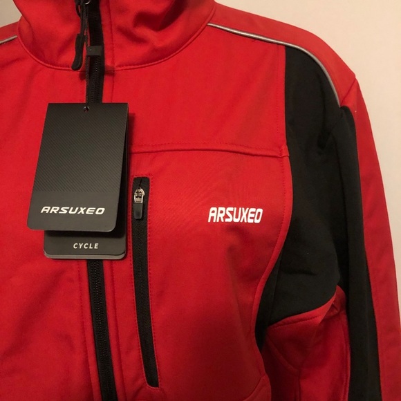 Cycling Red Jacket Arsuxeo Unisex cycling jacket Size XL - Picture 7 of 14